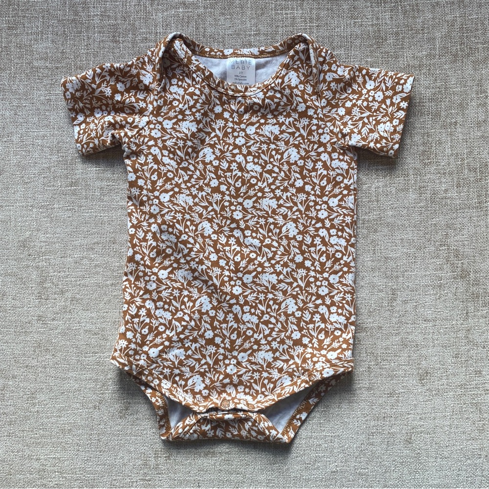 Mebie Baby Mustard Floral Short sleeve bodysuit - Size 2T